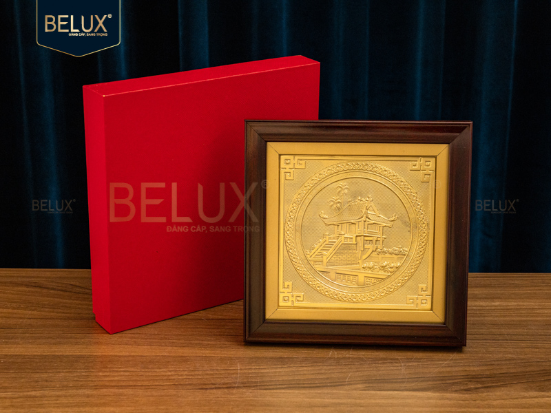 Tranh Chùa Một Cột bằng đồng 20x20cm